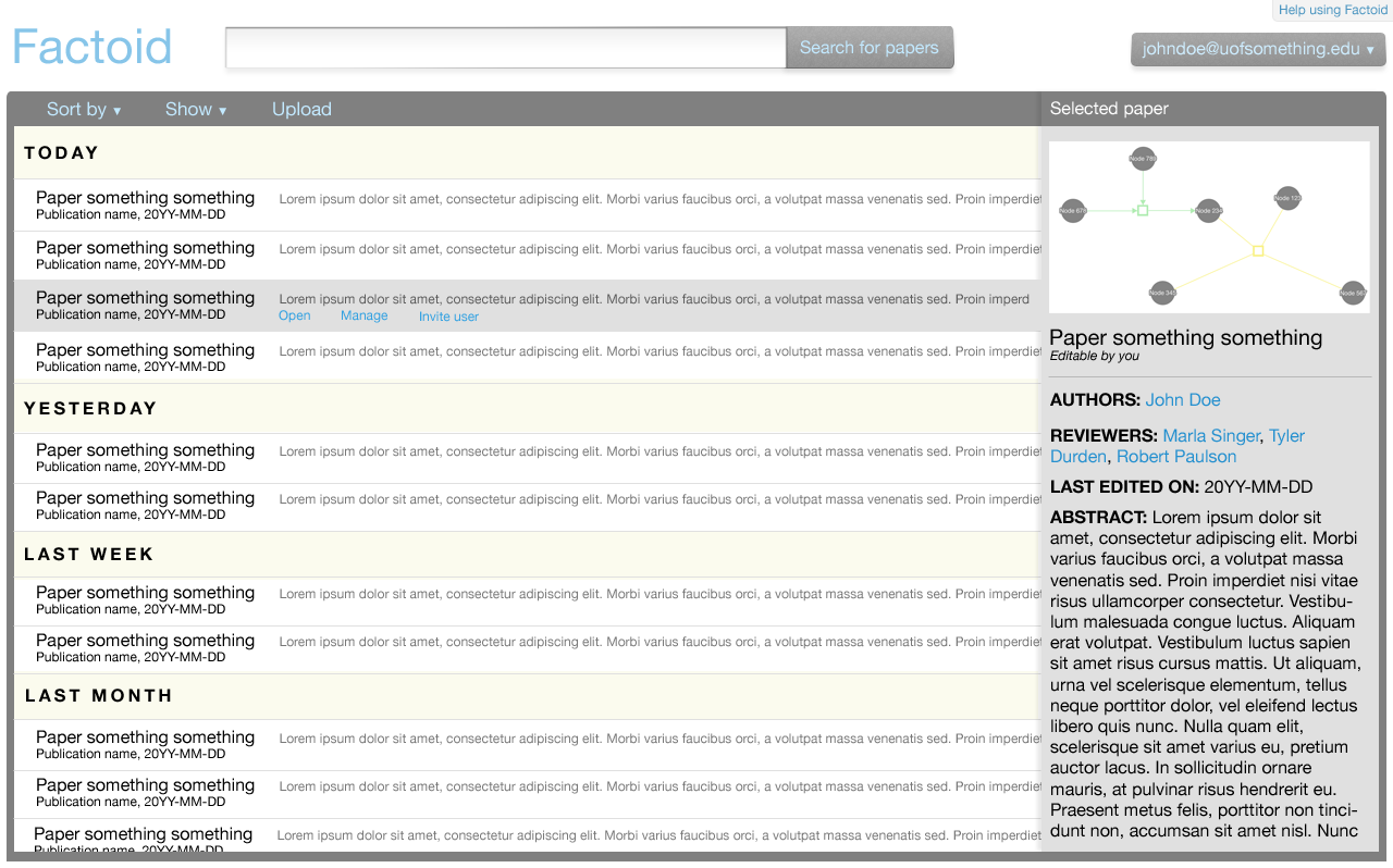 The management screen