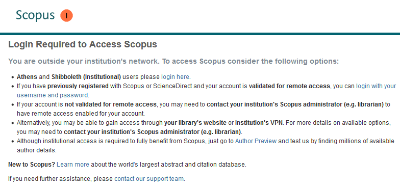 Scopus Login Window