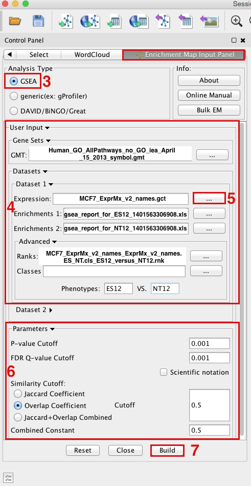 Screenshot GSEA Input Panel