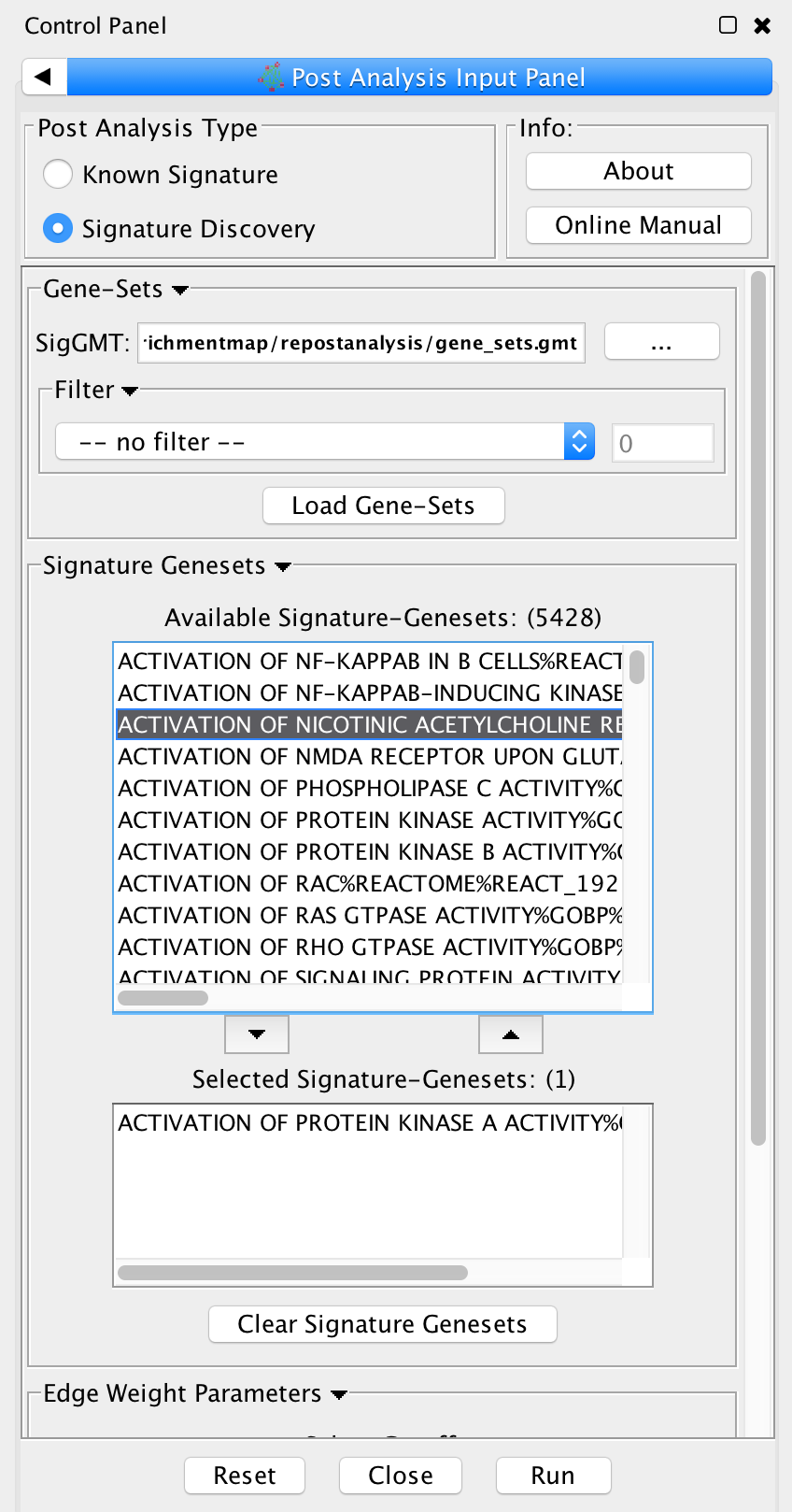 Screenshot PostAnalysis InputPanel